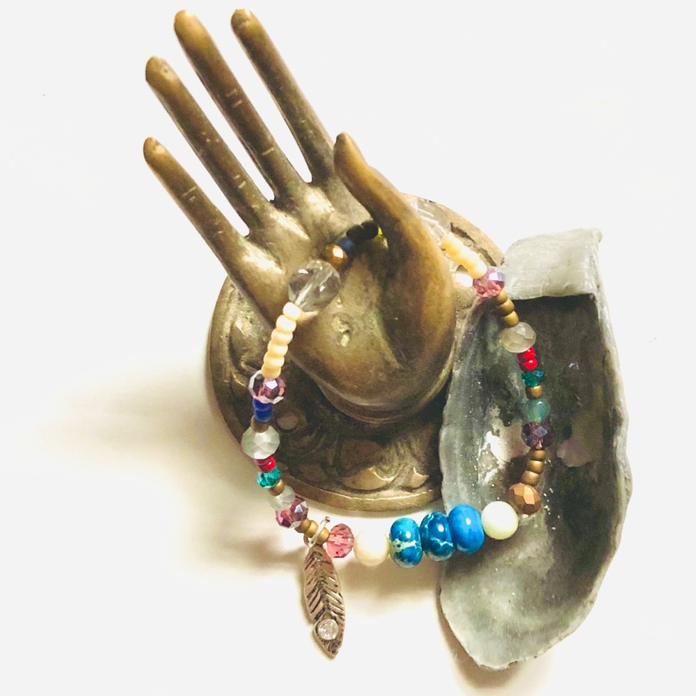 Homemade Blue Jasper and Amazonite Beaded Bracelet